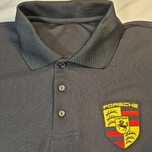 Porsche Black Short Sleeve Mens Polo Shirt
